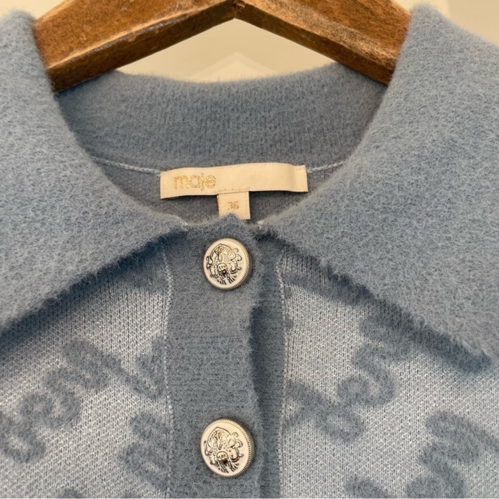 Maje Light Blue Patterned Mini Dress - Picture 4 of 4